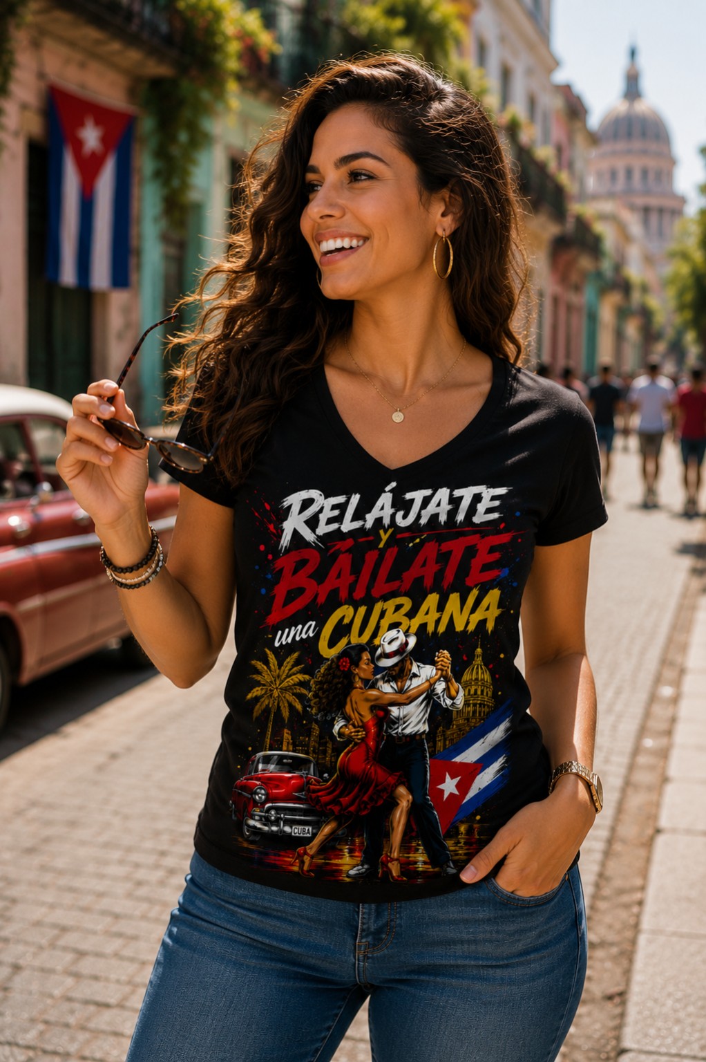 Polo para mujer con cuello V SXE-M11, Colección Universal Salseros por Excelencia
